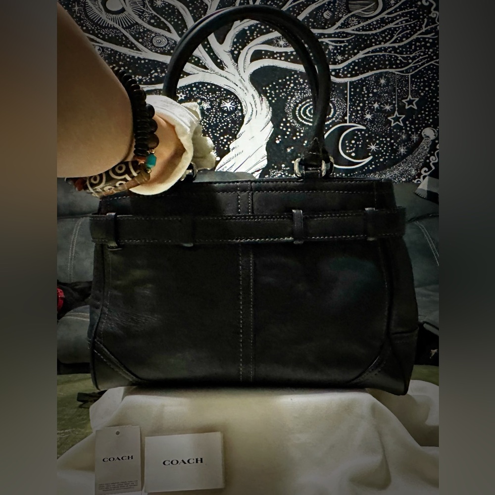 Vintage Y2K Coach tote handbag Black Leather Satchel shoulder bag - Picture 16 of 17